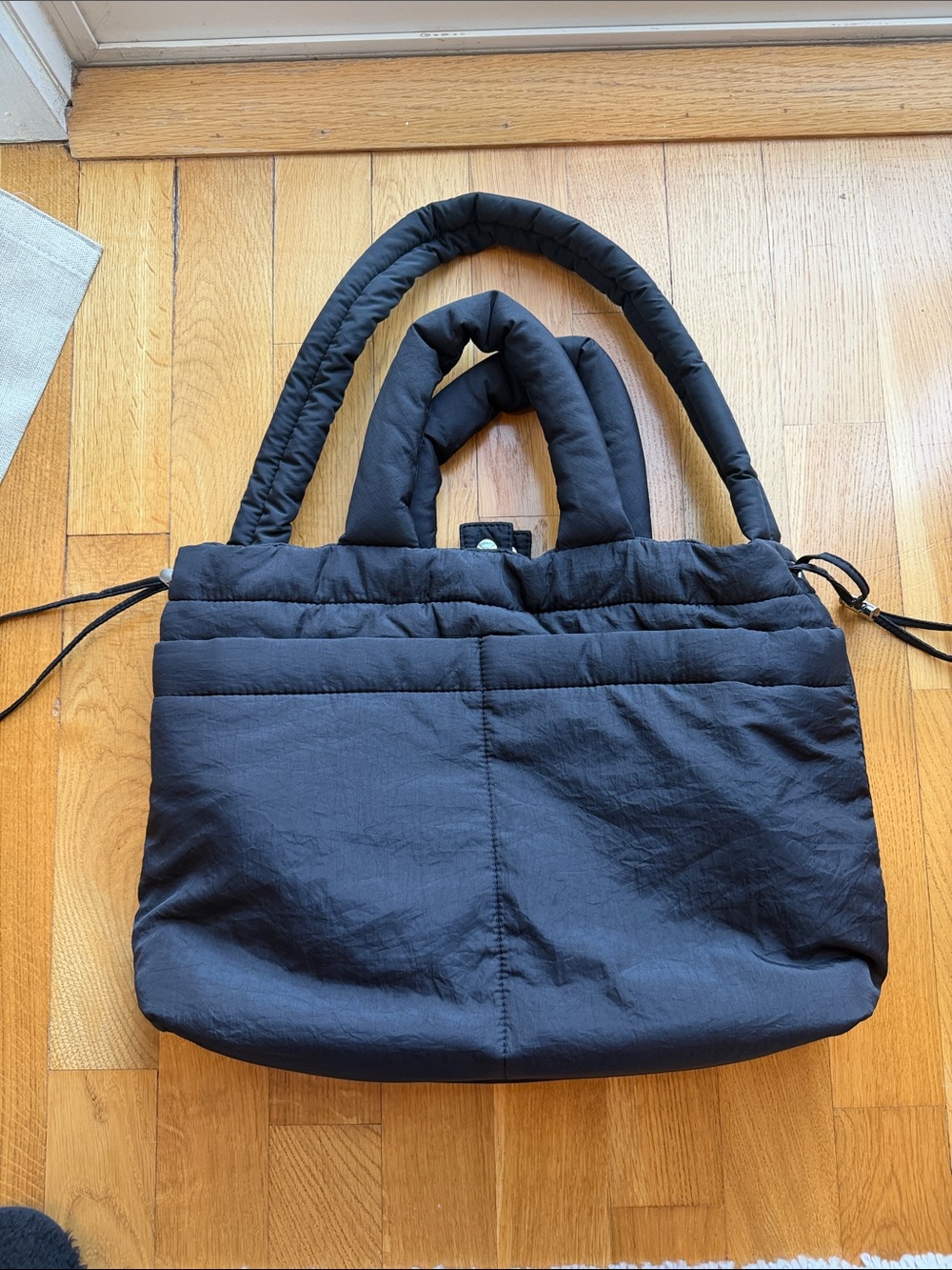 Uniqlo Black Quilted Tote Bag with Padded Handles